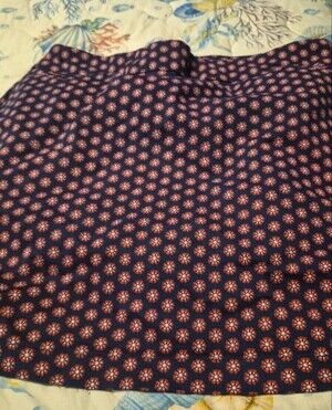 Navy Floral-Print Circle Skater Skirt